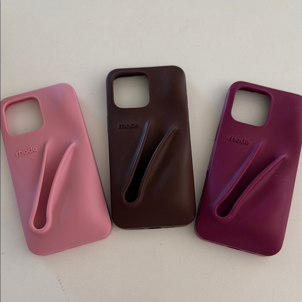 RHODE Pink and Brown iPhone Case Set with Card Holder